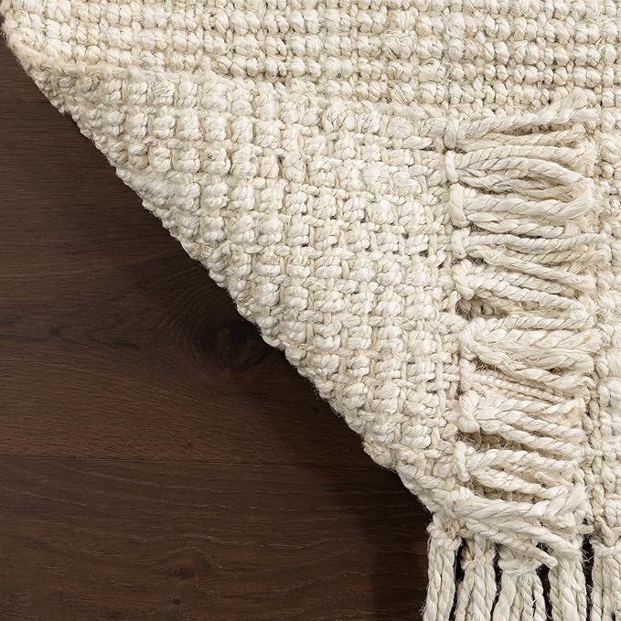 Nuloom Daniela Off-White, 2'6" x 14', Handmade, Jute, Tassel, Soft and Textured, High Traffic, Stain Resistant, Easy Clean, Durable Runner for Bedroom, Living Room, Dining Space, Foyer, Entryway