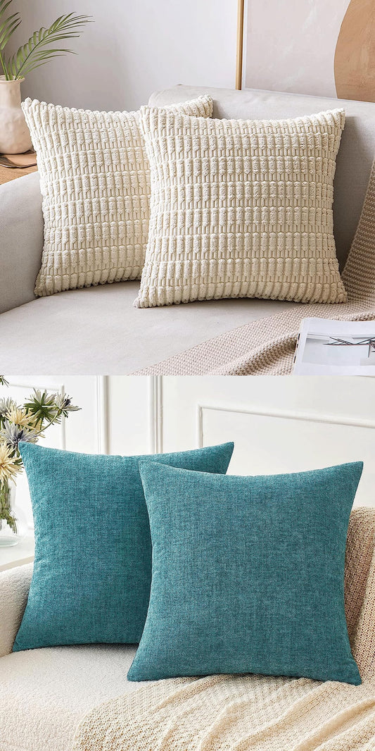 MIULEE Pack of 4 Corduroy Decorative Throw Pillow Covers Chenille Pillow Covers