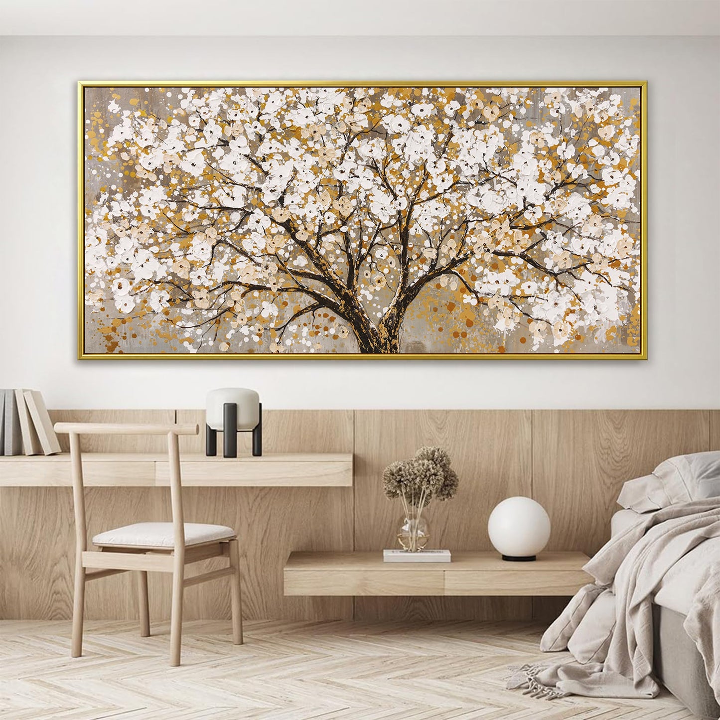 Large Gold Framed Wall Art Print Tree Of Life Wall Art 29" x 58"