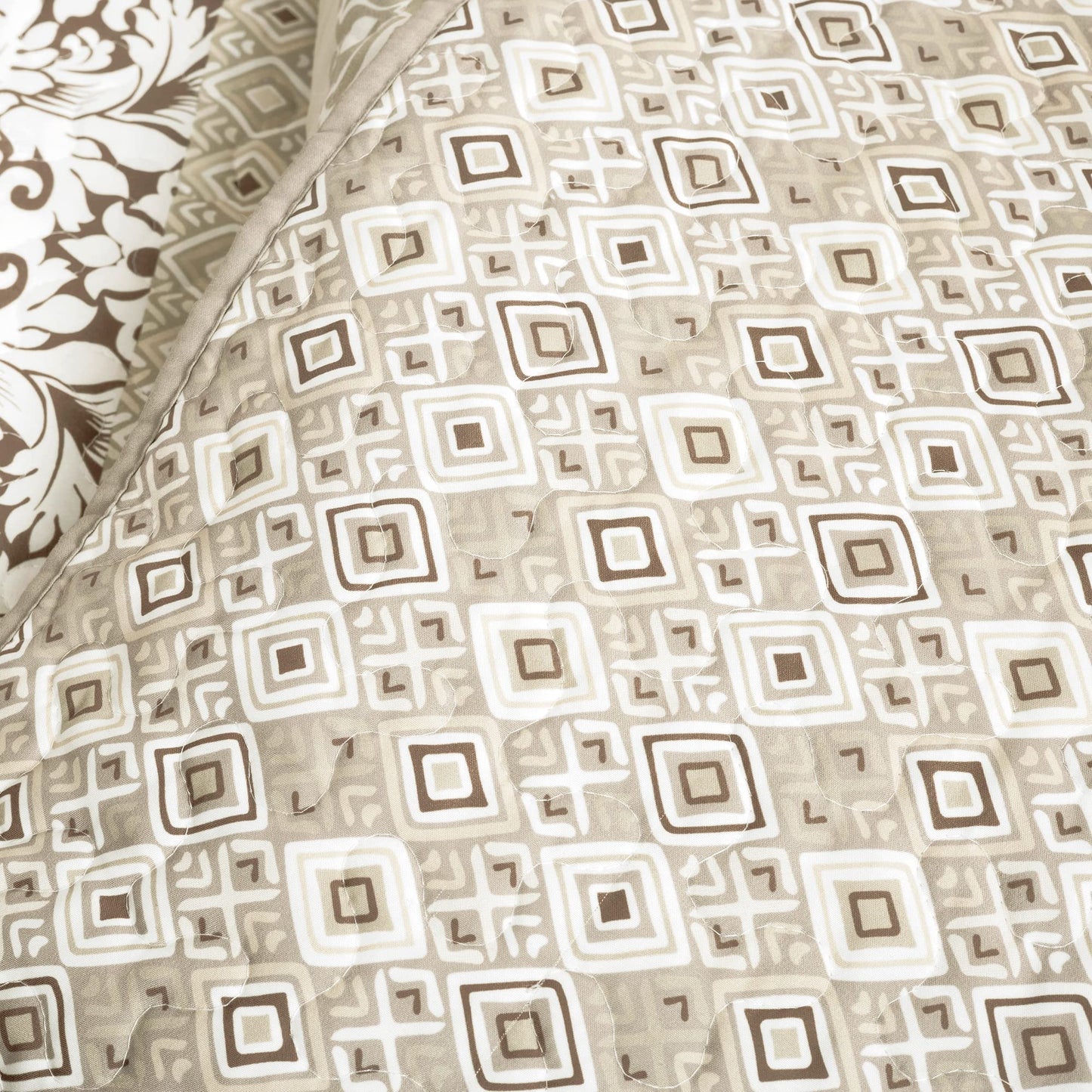 Lush Decor Boho Stripe Reversible Cotton Quilt 3-Piece Set, Full/ Queen, Neutral - Bold Colorful Bohemian Bedding Set