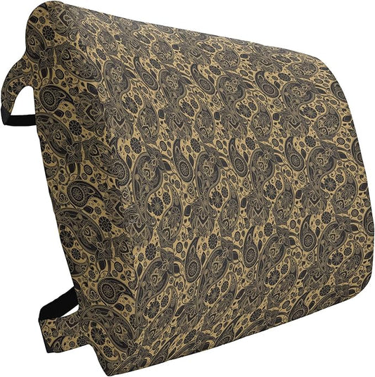 Ambesonne Ethnic Lumbar Back Support Pillow, Traditional Folk Art Textured Cultural Retro Twisted Leaves Classical Art, High Density Foam for Office Chairs Car Seats, 14" x 13", Black Cream