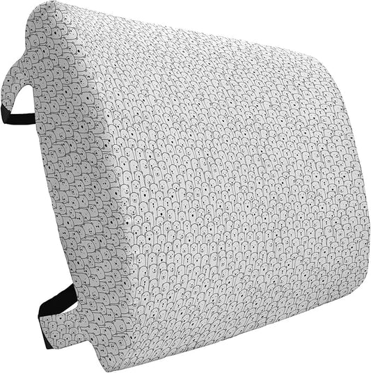 Ambesonne Polar Bear Lumbar Back Support Pillow, Crowd of Arctic Animals with Funny Bored Surprised Smiling Face Expressions, High Density Foam for Office Chairs Car Seats, 14" x 13", Black and White