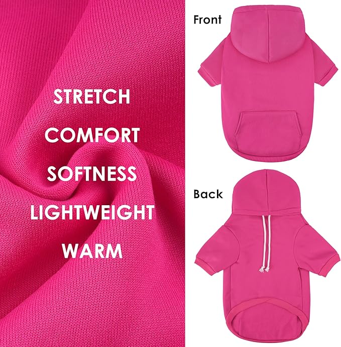 BAOBICUTE Dog Basic Hoodie Soft Dog Clothes Cold Weather Sweaters for Medium Large Dogs Cozy Fabric Warm Sweatshirt with Leash Hole (Rose Pink, L (Back: 20.47",Chest: 28.35", Neck: 21.26"))