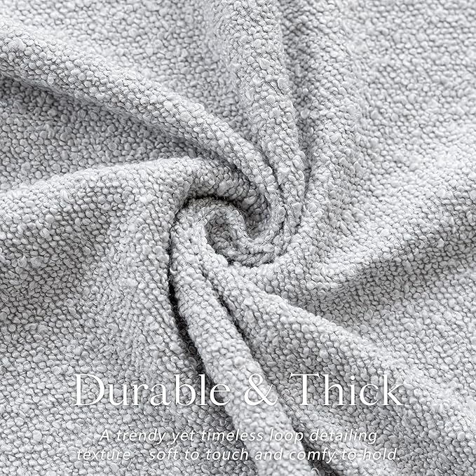 Foindtower Textured Boucle Throw Pillow Covers Accent Solid Pillow Cases Cozy Soft Decorative Couch Cushion Case for Chair Sofa Bedroom Living Room Home Decor, 20 x 20 Inch,Light Grey