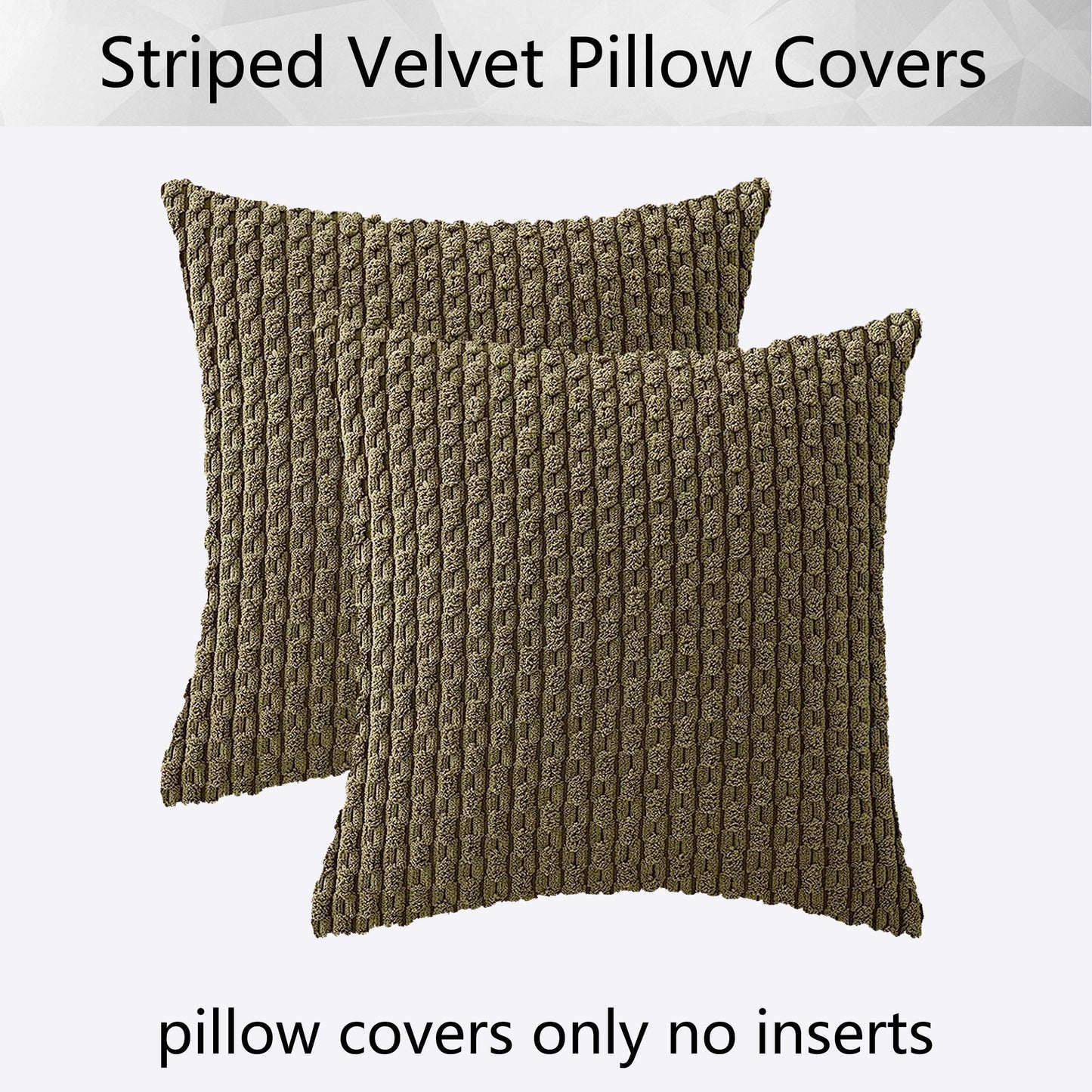 Kevin Textile Pack of 2 Corduroy Decorative Throw Pillow Covers 22x22 Inch Soft Boho Striped Pillow Covers Modern Farmhouse Home Decor for Spring Sofa Living Room Couch Bed Olive Green