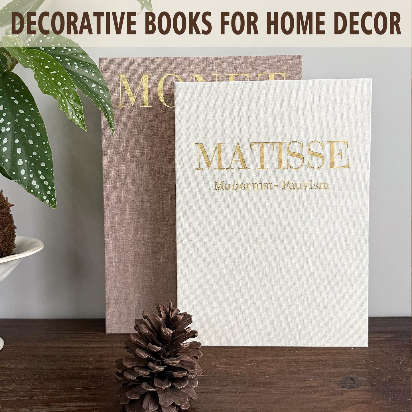 RolenBox Decorative Books for Home Decor, Coffee Table Decor with Linen White Books Stack Bookshelf, Fake Book Double as Libros Decorativos and Photo Storage (2 Piece Set)