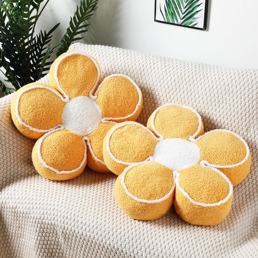 Menkxi 2 Pack Flower Pillows Cute Flower Shaped Pillows Daisy Pillow Throw Soft Floor Cushion for Living Room Bedroom Sofa Couch Winter Warm Decoration 15.7 Inch(Yellow)