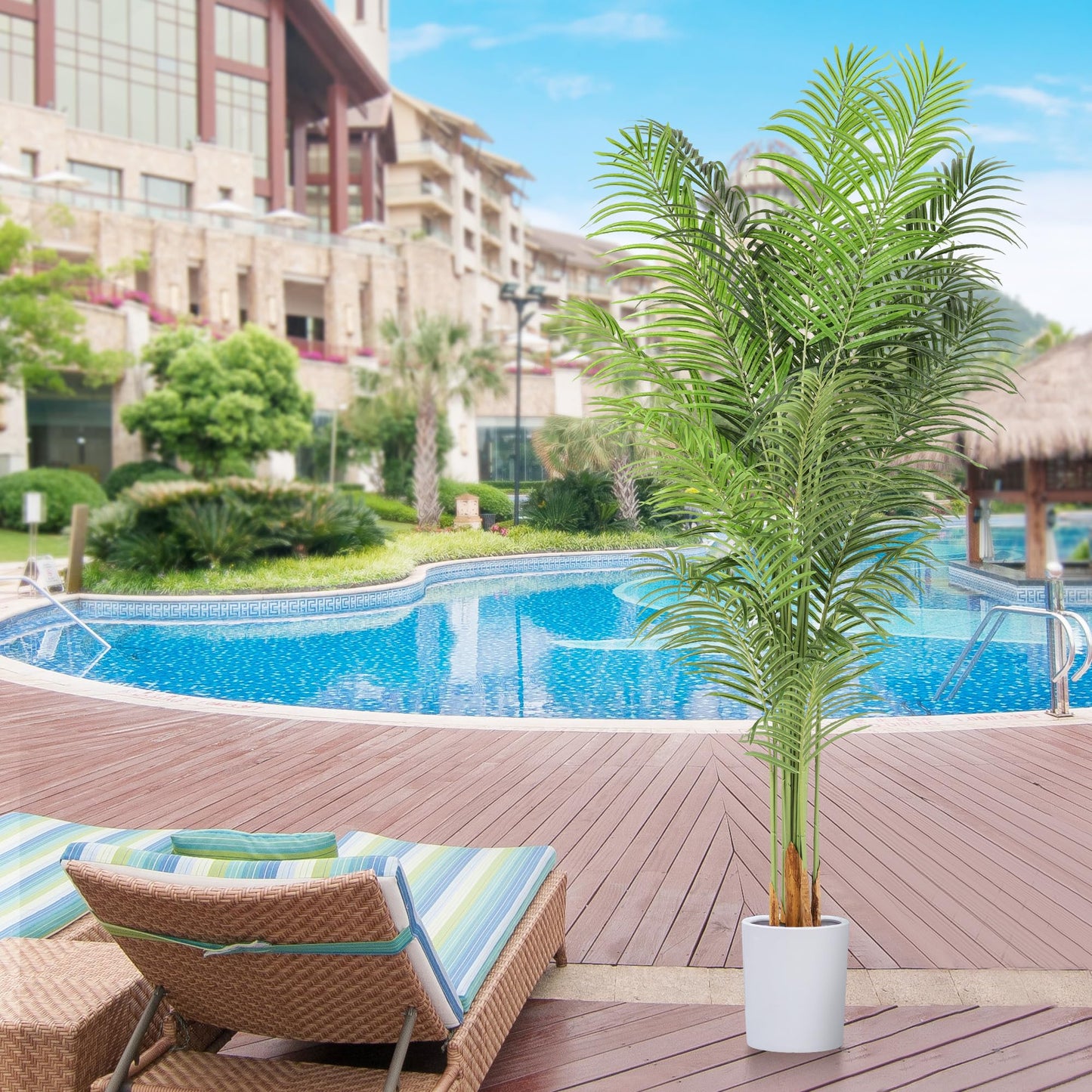 ProDeco Artificial Palm Tree 7.2Ft Tall Fake Potted Plant Faux Silk Green Floor Decorative Large Artificial Plants Indoor for Office Home Living Room Outdoor Decor