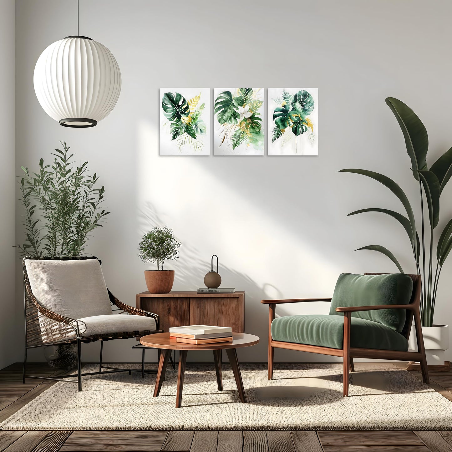 TutuBeer 3 Panels Botanical Wall Art Botanical Pictures Gold Modern Wall Decor with Green Plant Pictures Wall Art Botanical Plant Pictures Wall Art for Bedroom Bathroom Home Wall Decor 12x16 Inch