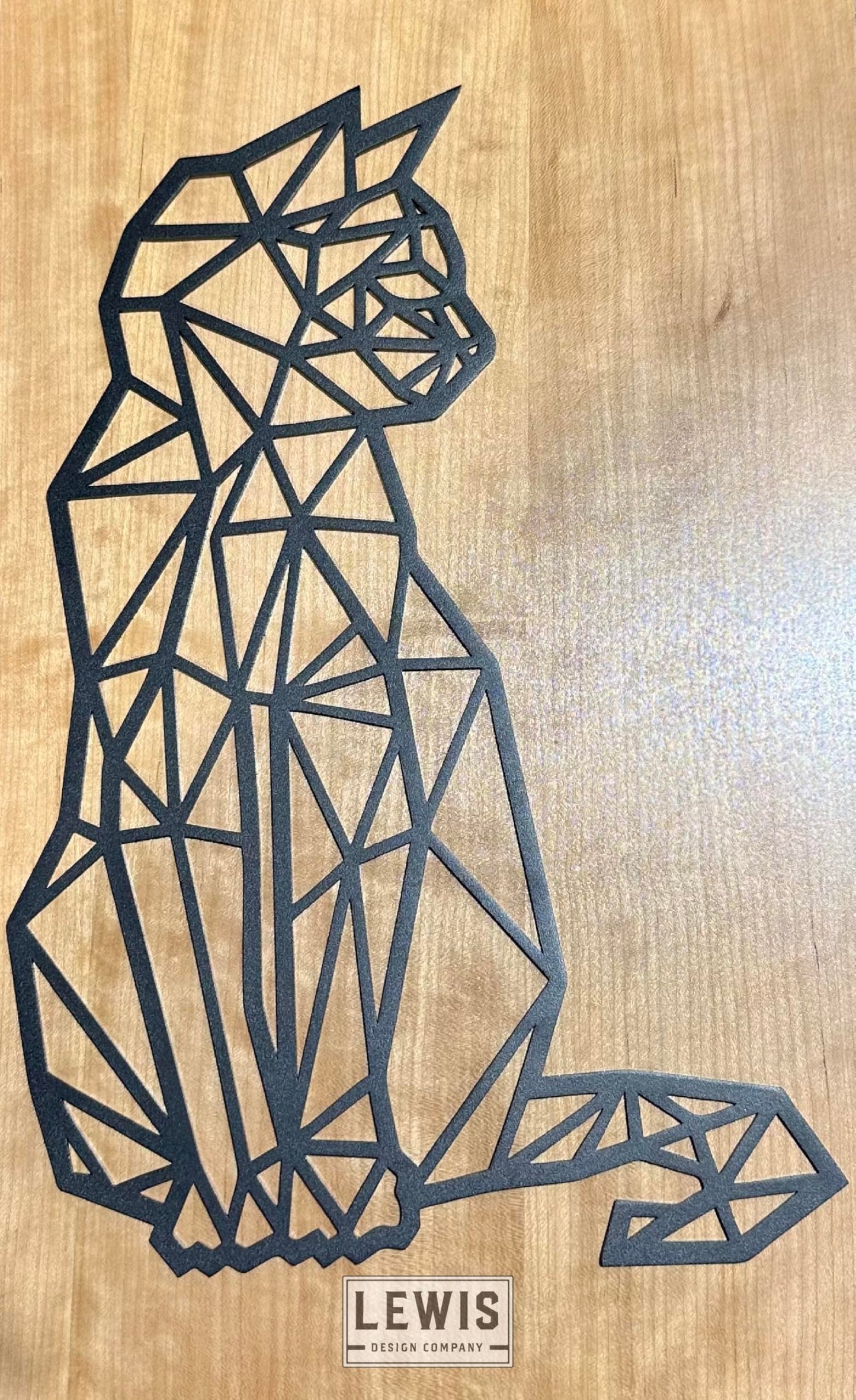 Geometric Cat Metal Wall Art (18" H x 11.5" W, Black)