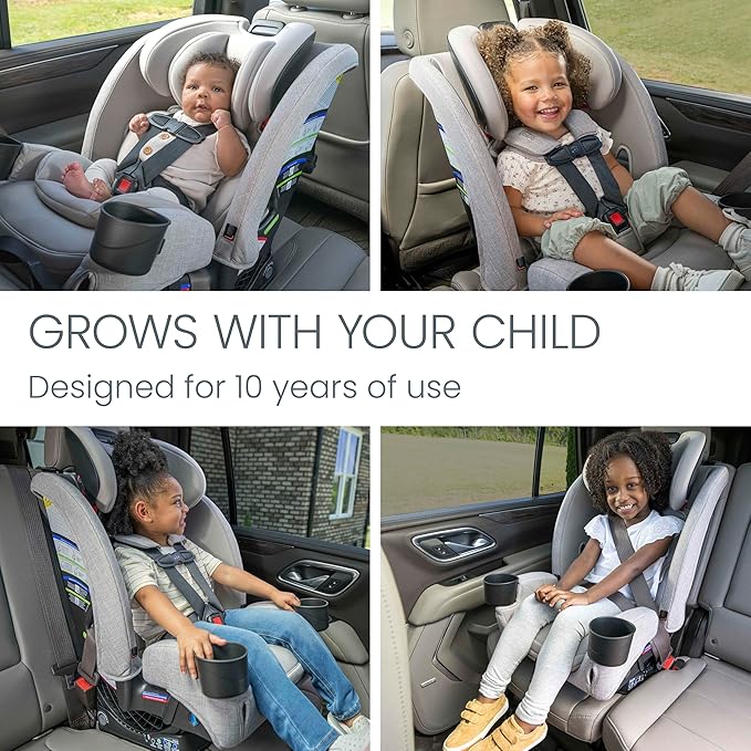 Britax One4Life Slim All-in-One Car Seat, 10 Years of Use, 17.5” SpaceSaver Design, Converts from Rear-Facing Infant Car Seat to Forward-Facing Booster Seat, ClickTight Installation, Mineral Gray