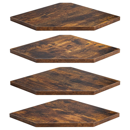 Fun Memories Corner Shelf Wall Mount, Floating Corner Shelves, Set of 4 Corner Wall Shelf Organizer, Rustic Wood Wall Storage Display Shelves for Living Room Bedroom Bathroom Kitchen, Rustic Brown