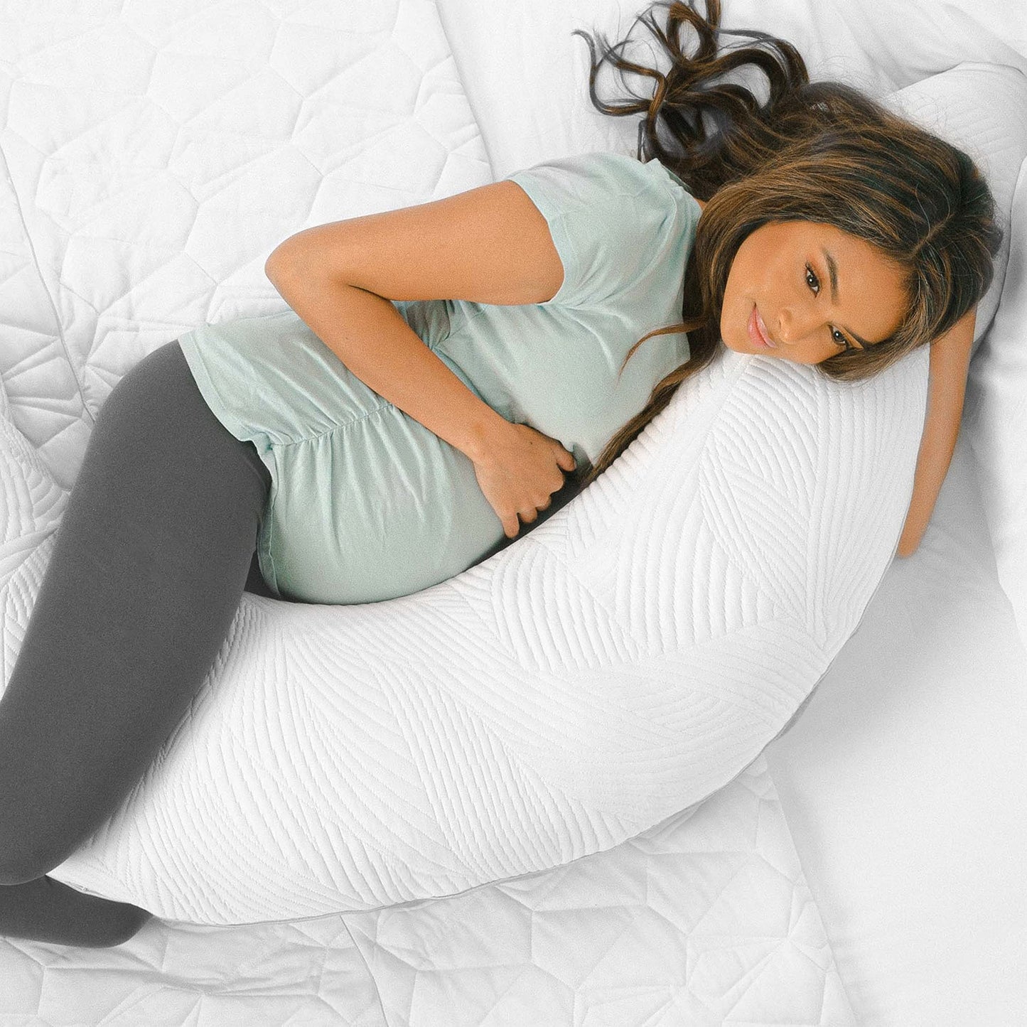 Bedgear Full Body Pillow - U-Shaped Design Ideal for Multiple Sleeping Positions - Provides Cooling and Conforming Support for Pregnant Women - Dual-Sided Washable and Removable Cover - 54" x 15"