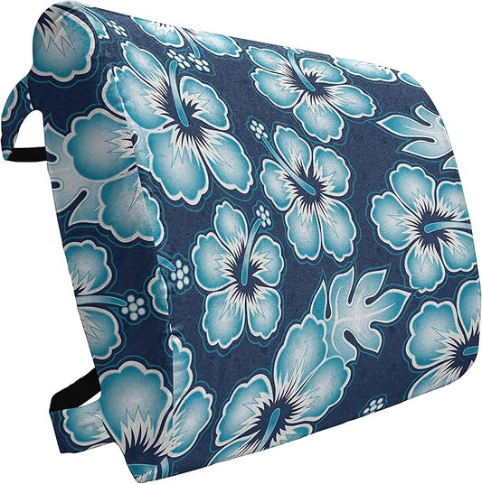 Ambesonne Aloha Lumbar Back Support Pillow, Hibiscus Hawaiian Tropical Island Flowers Petals and Buds Leaves Art Print, High Density Foam for Office Chairs Car Seats, 14" x 13", Dark Blue Sky Blue