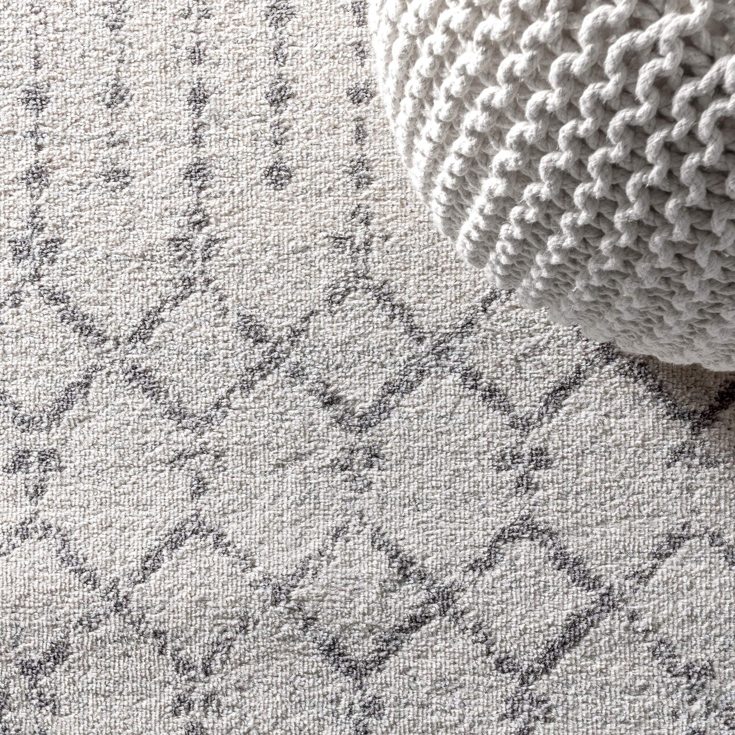JONATHAN Y Boho Vintage Diamond Cream/Gray Square Area Rug 7X7 ft, Moroccan Hype for Living Room, Bedroom, Kitchen, Office, Easy-Cleaning, High Traffic, Pet-Friendly, Non-Shedding (MOH101B-7SQ)