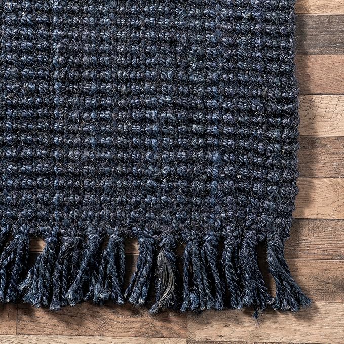Nuloom Daniela Navy, 3' x 5', Handmade, Jute, Tassel, Soft and Textured, High Traffic, Stain Resistant, Easy Clean, Durable Area Rug for Bedroom, Living Room, Dining Space, Foyer, Entryway