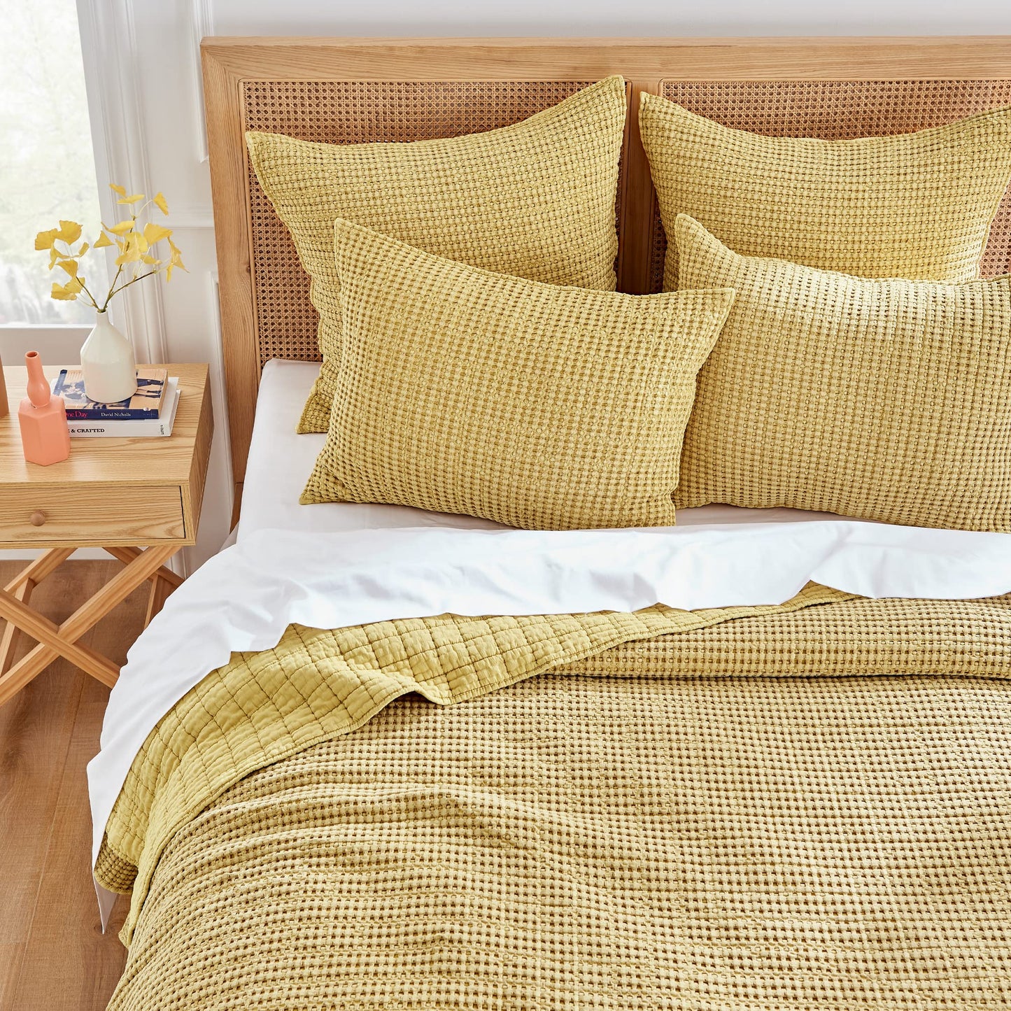 Levtex Home - Mills Waffle - Euro Sham (Set of Two) - Ochre - Sham Size (26x26in.), No Insert