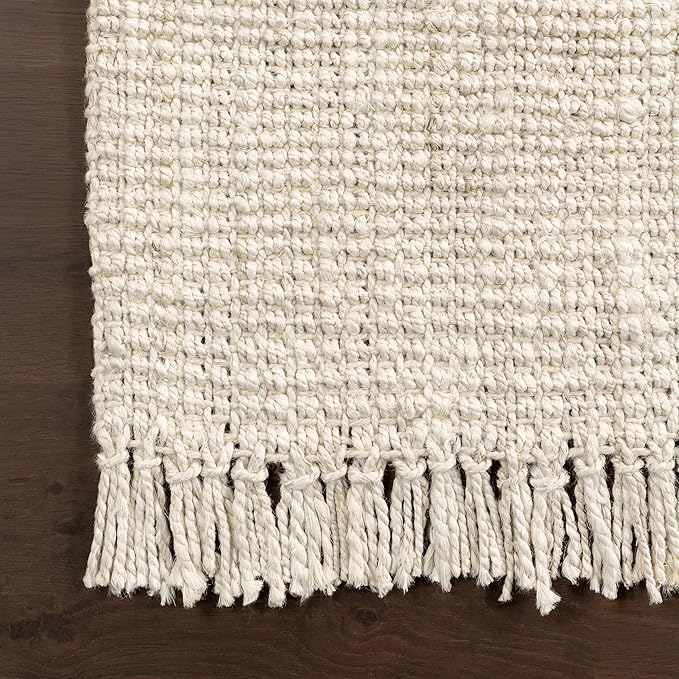 Nuloom Daniela Off-White, 4' Round, Handmade, Jute, Soft and Textured, High Traffic, Stain Resistant, Easy Clean, Durable Area Rug for Bedroom, Living Room, Dining Space, Foyer, Entryway