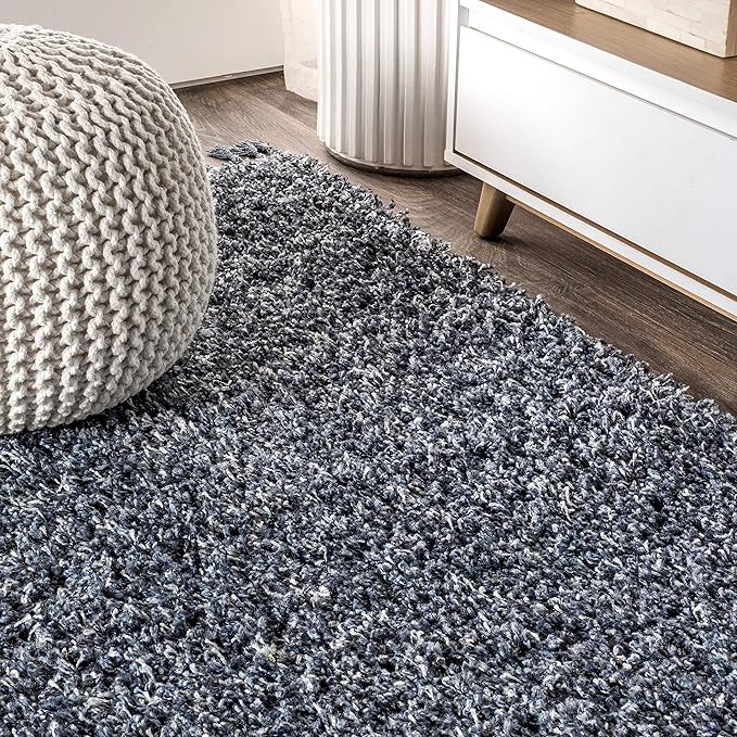JONATHAN Y Mercer Shag Plush Tassel Denim Blue Runner Rug, 2x8, Contemporary, Modern, Easy-Cleaning for Living Room, Bedroom, Kitchen, Pet Friendly, Non-Shedding (MCR100C-28)