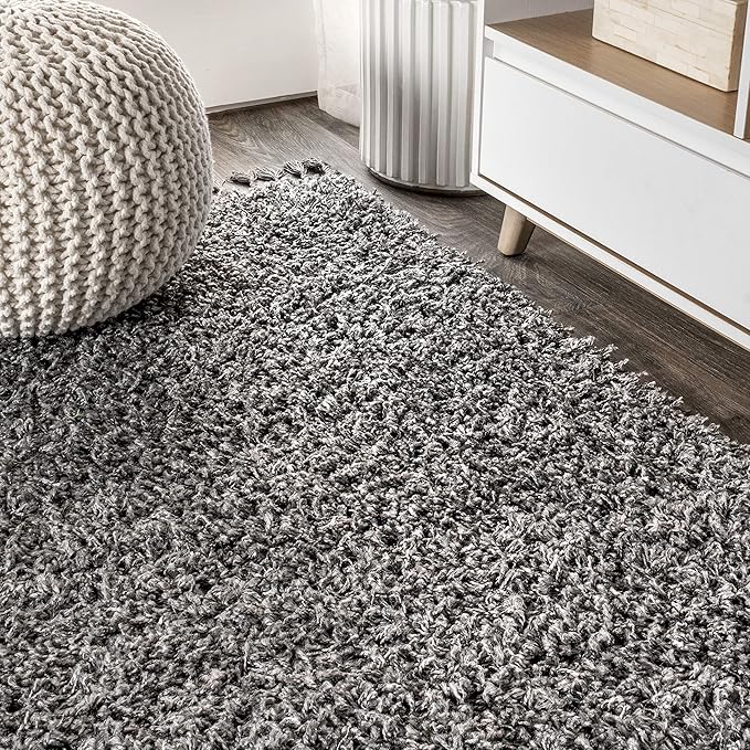 JONATHAN Y Mercer Shag Plush Tassel Charcoal Runner Rug, 2x8, Contemporary, Modern, Easy-Cleaning for Living Room, Bedroom, Kitchen, Pet Friendly, Non-Shedding (MCR100B-28)
